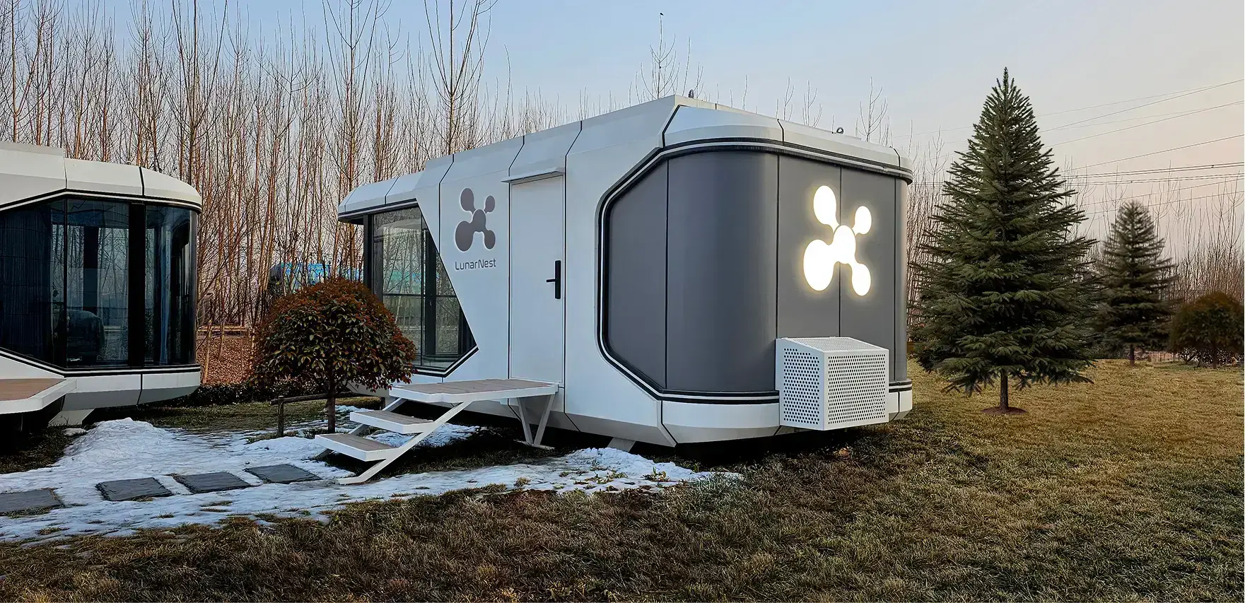 Modern modular home in wooded setting