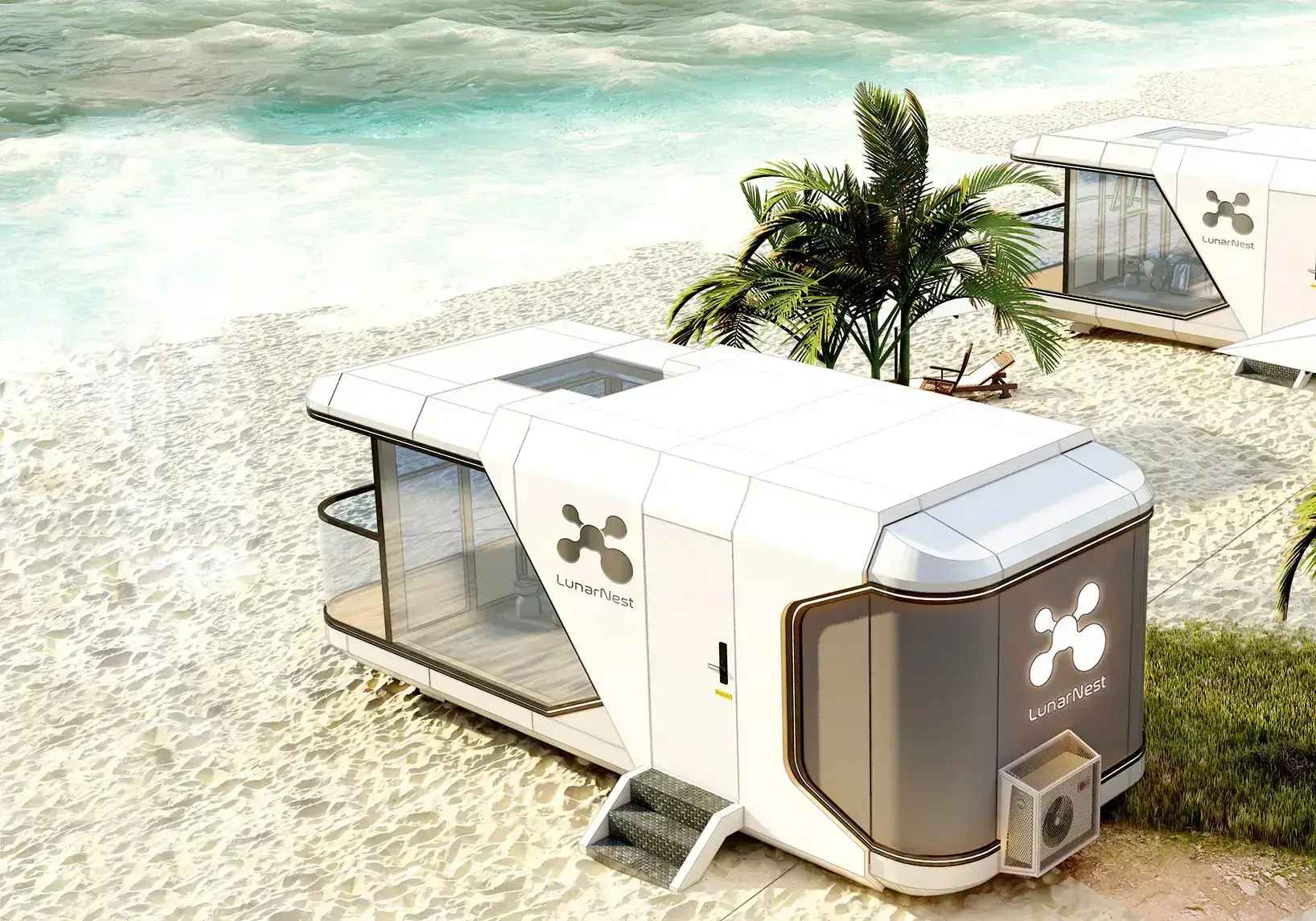 Modern beachside modular home with ocean view.