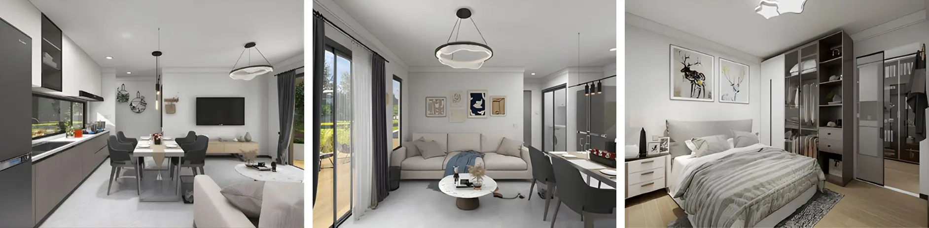 Modern living and bedroom interior designs.