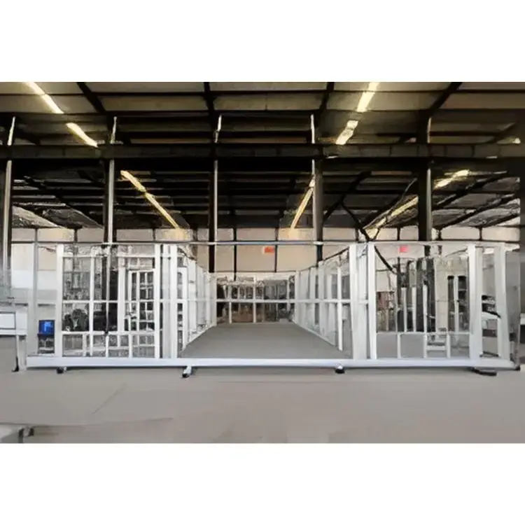 Warehouse interior with large sliding glass doors